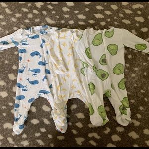 Angel Dear Set of 3 Zip Footie Pajamas Newborn
